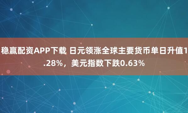 稳赢配资APP下载 日元领涨全球主要货币单日升值1.28%，美元指数下跌0.63%